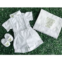 Roupa de Batismo para Menino com bermuda e body 